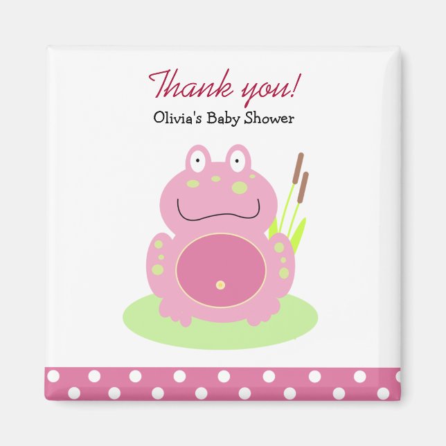 Fiona the Pink Pond Frog Baby Shower Gefallen Magn Magnet (Vorne)
