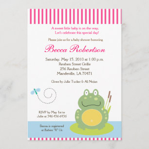 Fiona the Pond Frog (Green) Baby Shower Einladung