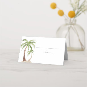 FIONA Watercolor Palm Tree Tropical Beach Guest Platzkarte