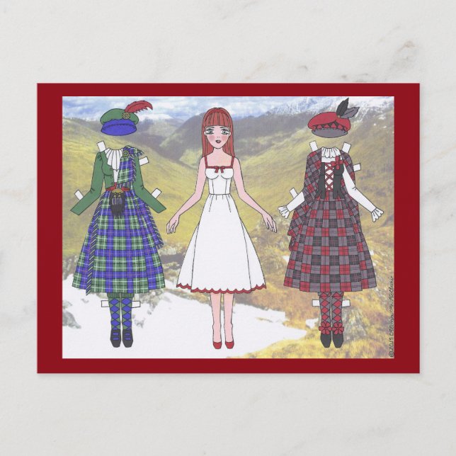 Fionna of Scotland Paper Doll Postcard Postkarte (Vorderseite)