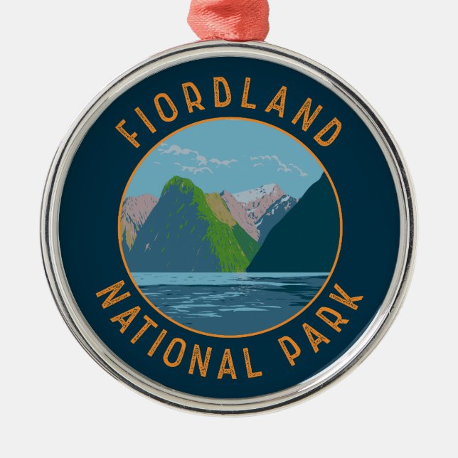 Fiordland Nationalpark Neuseeland Retro Circle Ornament Aus Metall (Vorne)
