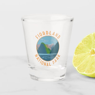 Fiordland Nationalpark Neuseeland Retro Circle Schnapsglas