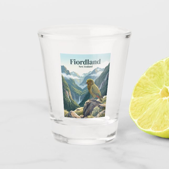 Fiordland Neuseeland Schnapsglas (Vorderseite)