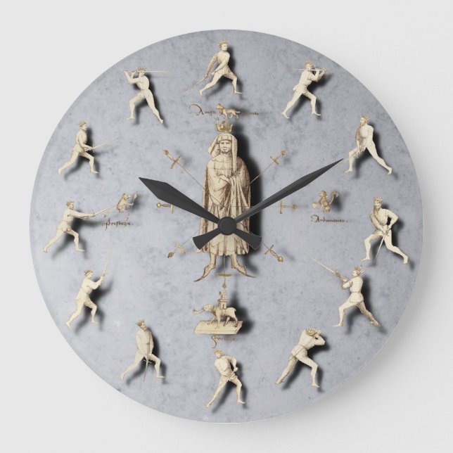 Fiore dei Liberi Wall Clock Große Wanduhr (Vorderseite)