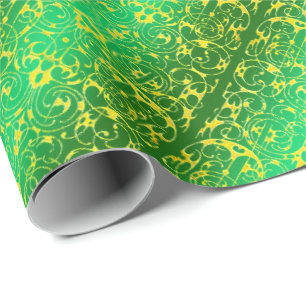 Fiore Grün und Gelb Geschenkpapier