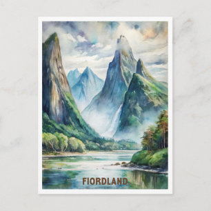 Fiorland Nationalpark Neuseeland Wasserfarbe Postkarte