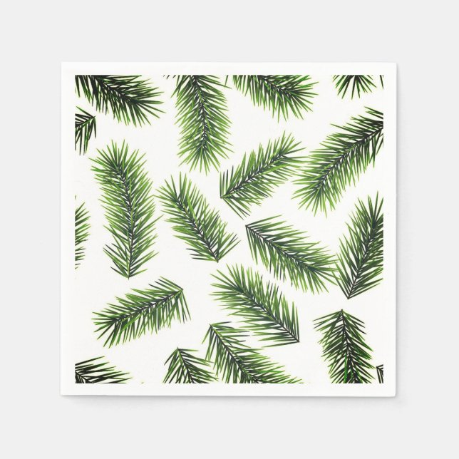Fir Branch Pattern Grün Weihnachten Serviette (Vorderseite)