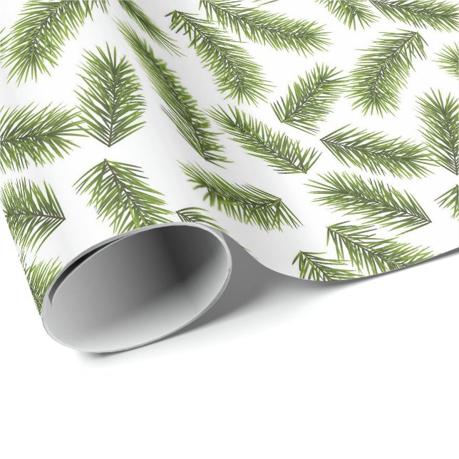 Fir Branch Pattern Weihnachten Geschenkpapier (Rolleneckpunkt)