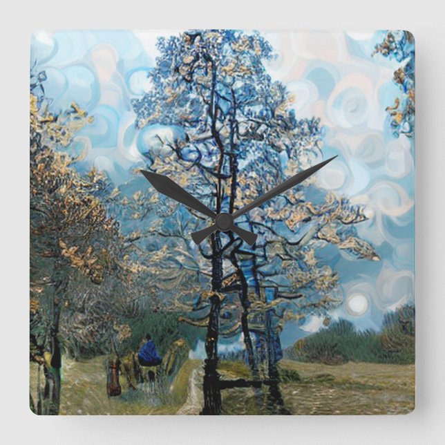 FIR TREE QUADRATISCHE WANDUHR (Vorderseite)