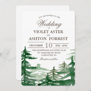 Fir Tree Rustic Wedding Einladung