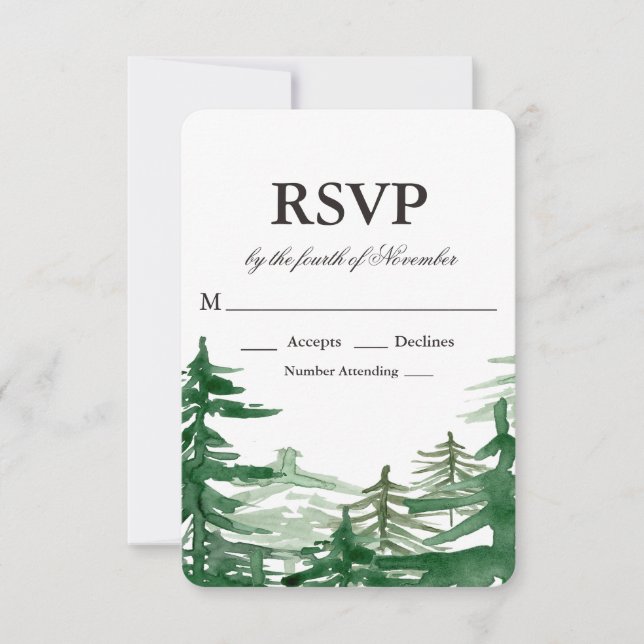 Fir Tree Rustic Wedding RSVP (Vorderseite)