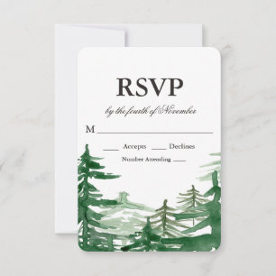 Fir Tree Rustic Wedding RSVP Karte