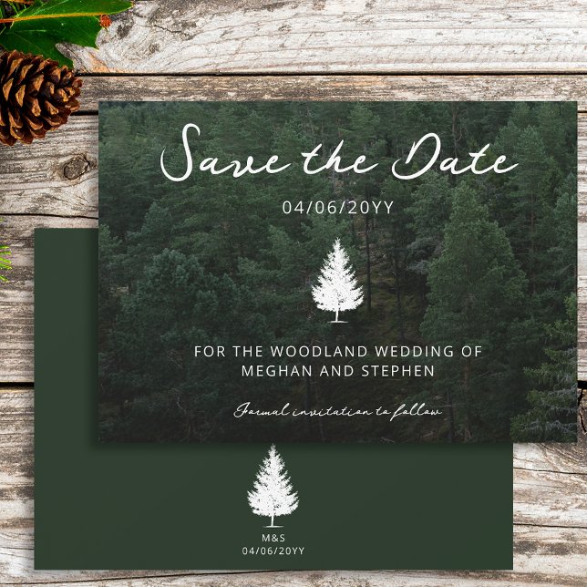 Fir Tree Silhouette Forest Landscape Foto Hochzeit Save The Date (Von Creator hochgeladen)
