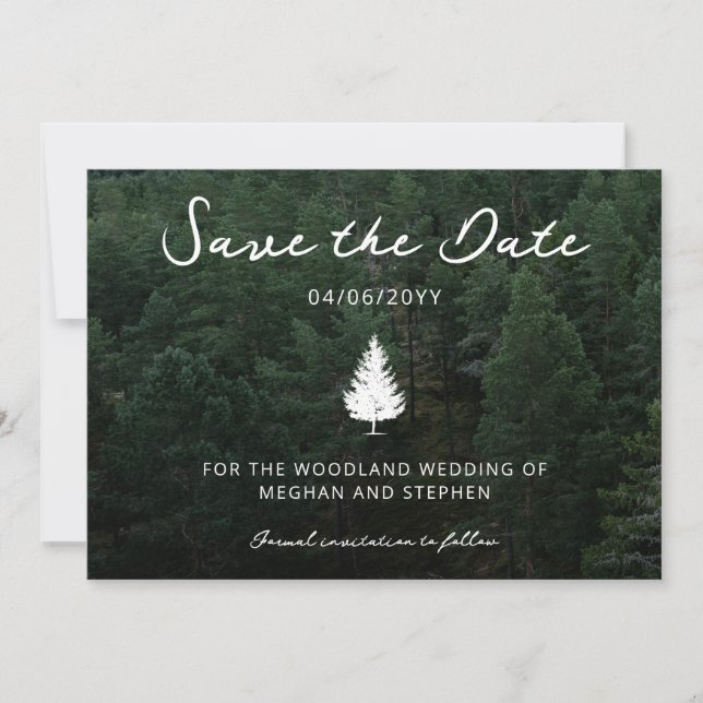 Fir Tree Silhouette Forest Landscape Foto Hochzeit Save The Date (Vorderseite)