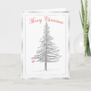 Fir Tree Sketch with Silver Snowflake Feiertagskarte
