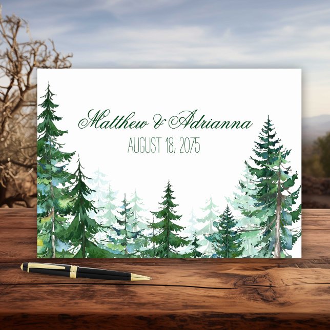 Fir Tree Wedding Guest Book Gästebuch (Watercolor fir tree wedding and event guest book. Simply add your text.)