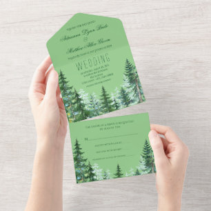 Fir Tree Wedding Invite All In One Einladung