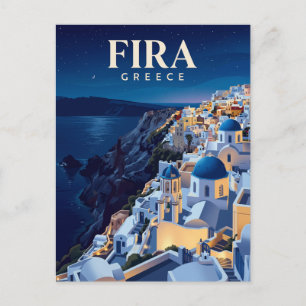 Fira bei Nacht Griechenland Postkarte