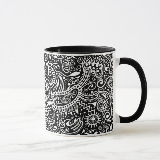 "Fira" Tasse, weiß auf Schwarzem Tasse