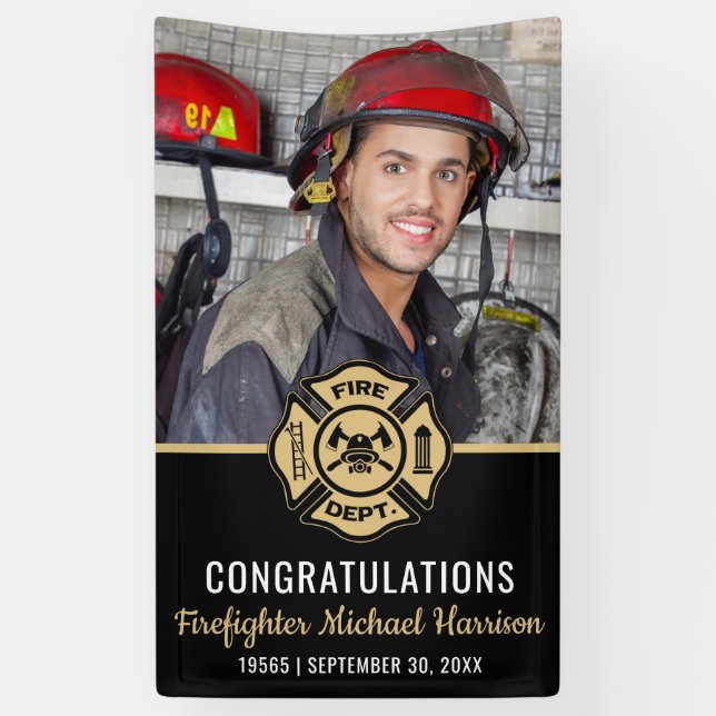 Fire Academy Graduation Firefighter Photo Banner (Vertikal)