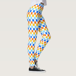 Fire and ice checkerboard pattern leggings