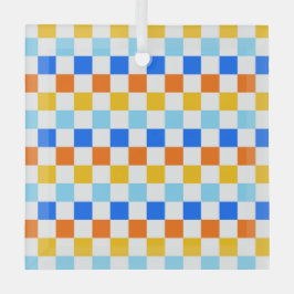 Fire and ice checkerboard pattern ornament aus glas