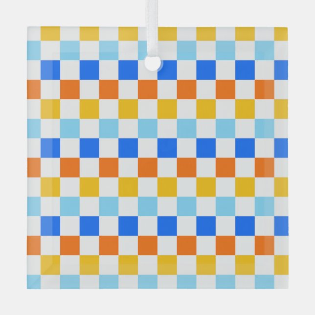 Fire and ice checkerboard pattern ornament aus glas (Vorderseite)