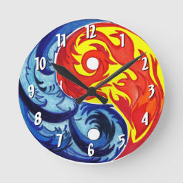 Fire and Ice Yin-Yang Wall Clock Runde Wanduhr