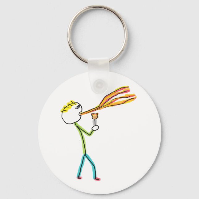 Fire Breathing Stickman Schlüsselanhänger (Vorderseite)