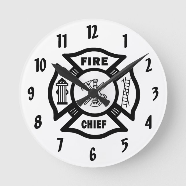 Fire Chief   Runde Wanduhr (Vorderseite)