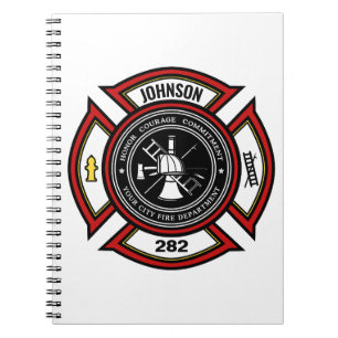 Fire Department ADD NAME Firefighter Badge Rescue Notizblock
