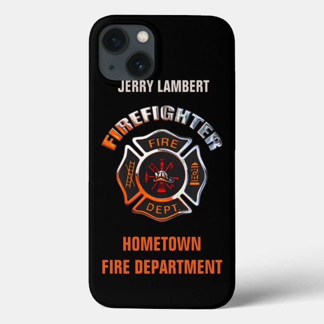 Fire Department Chrome Name Template Case-Mate iPhone Hülle (Rückseite)