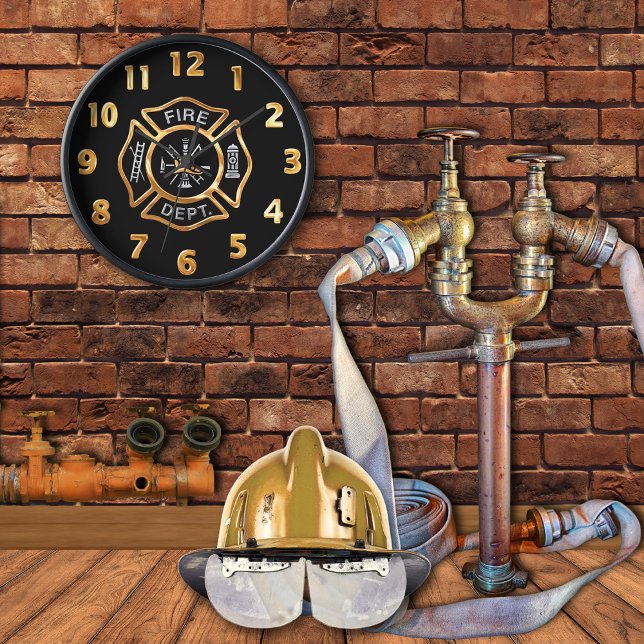 Fire Department Gold Badge Wanduhr (Von Creator hochgeladen)