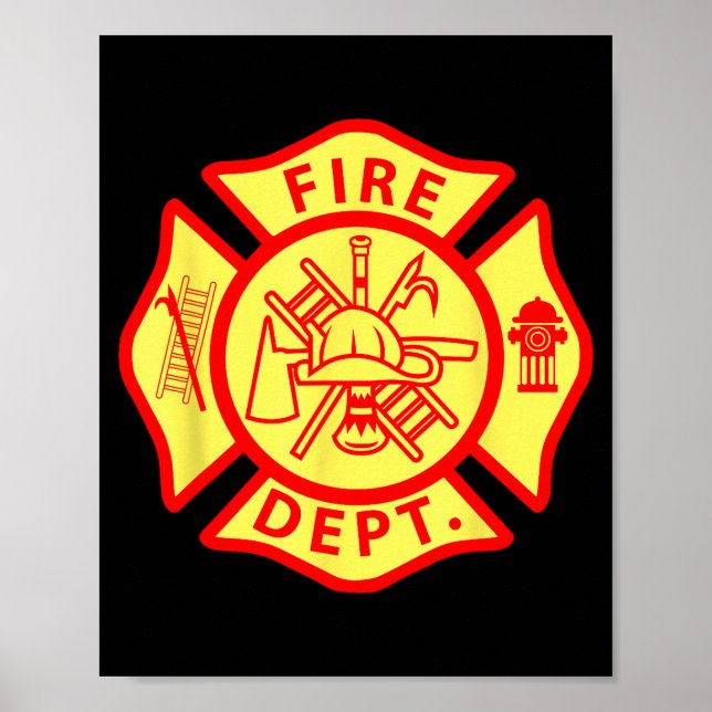 Fire Department Logo Uniform Fireman Symbol Firefi Poster (Vorne)