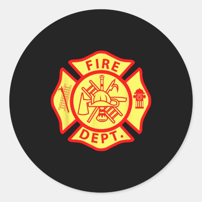 Fire Department Logo Uniform Fireman Symbol Firefi Runder Aufkleber (Vorderseite)