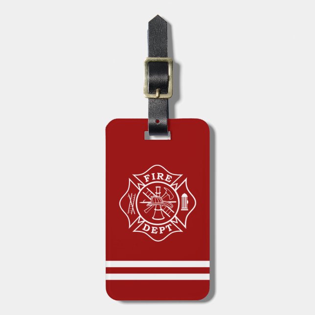 Fire Dept / Firefighter Maltese Cross Luggage Tag Gepäckanhänger (Vorderseite vertikal)