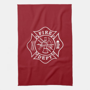 Fire Dept Maltese Kreuzküche Handtuch 16" x 24"