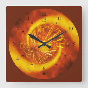 Fire Diamond V2 ~ Time Machine Clock ~ Quadratische Wanduhr