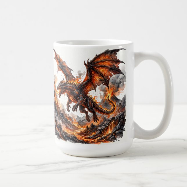 Fire Dragon Mug | Flaming Dragon Accent Coffee Mug Kaffeetasse (Rechts)
