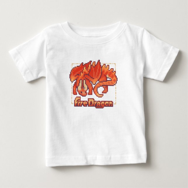 Fire dragon, pixel art baby t-shirt (Vorderseite)