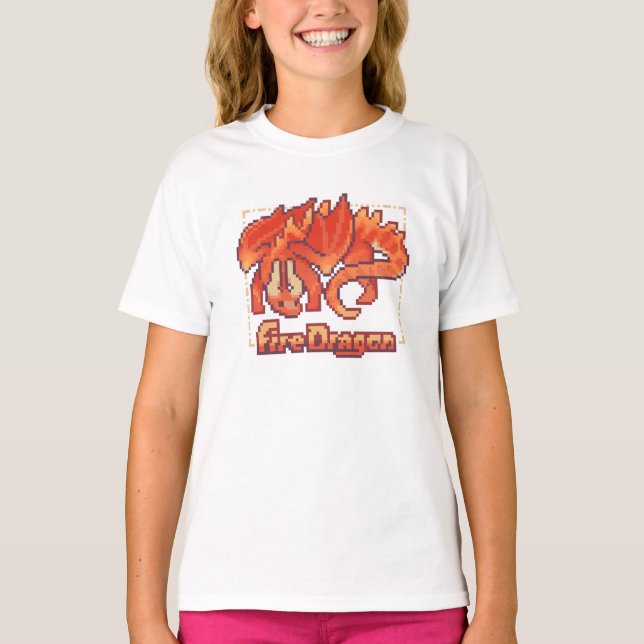 Fire dragon, pixel art T-Shirt (Vorderseite)