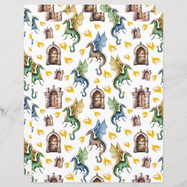 Fire Dragons Scrapbook Paper (Vorne/Hinten)