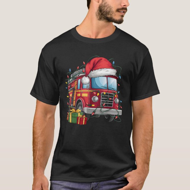 Fire Engine Xmas Lighting Santa Hat Fire Engine Ch T-Shirt (Vorderseite)