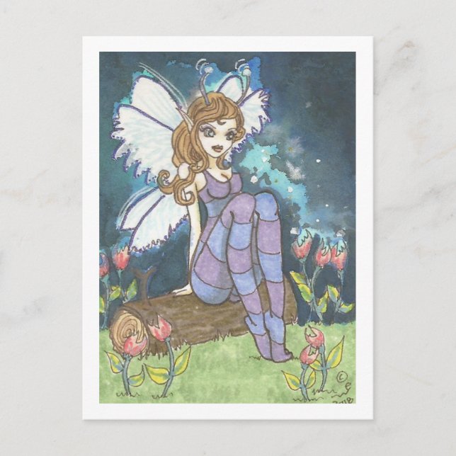 Fire Field Striped Fairy Fantasy Art Print Postkarte (Vorderseite)