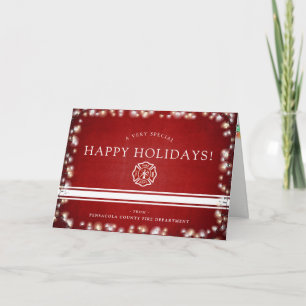 Fire Fighter Happy Holidays Wird Christmas Custom Feiertagskarte