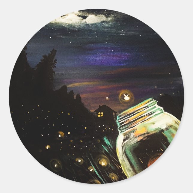 Fire Fly Sky Runder Aufkleber (Vorderseite)