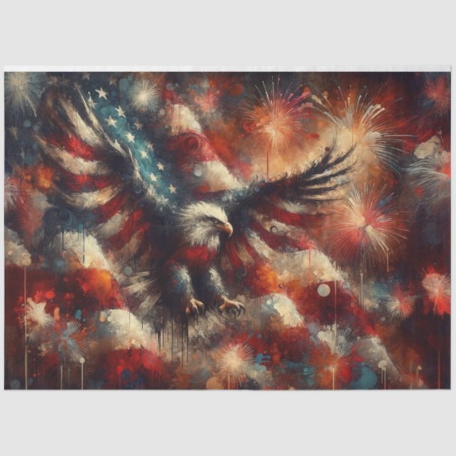 Fire Freedom Patriotic Eagle Decoupage Seidenpapier (Vorderseite)