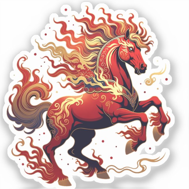 Fire Horse 2026 – Red Zodiac Stallion Sticker (Vorderseite)