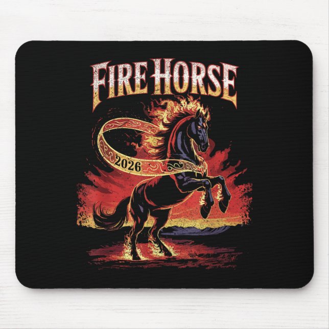 Fire Horse 2026 Zodiac Art Chinese New Year  Mousepad (Vorne)