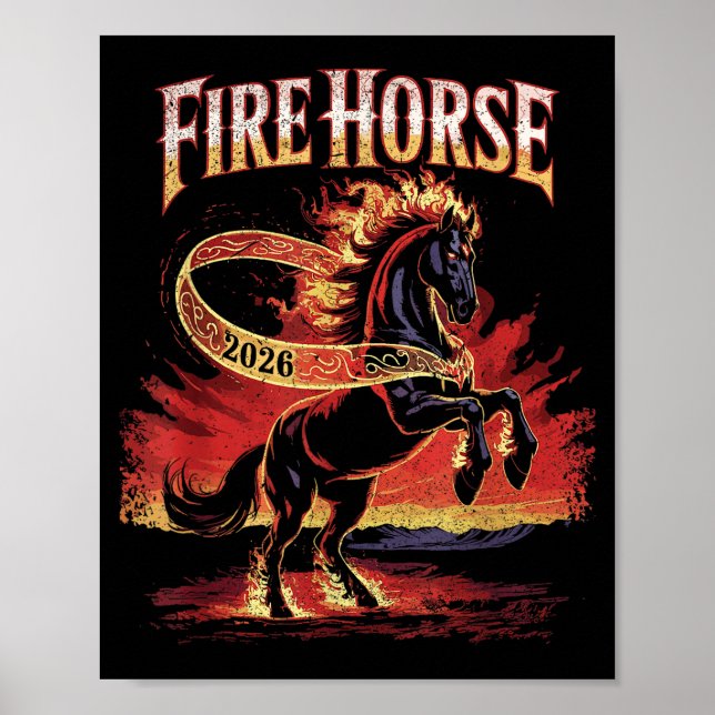 Fire Horse 2026 Zodiac Art Chinese New Year  Poster (Vorne)
